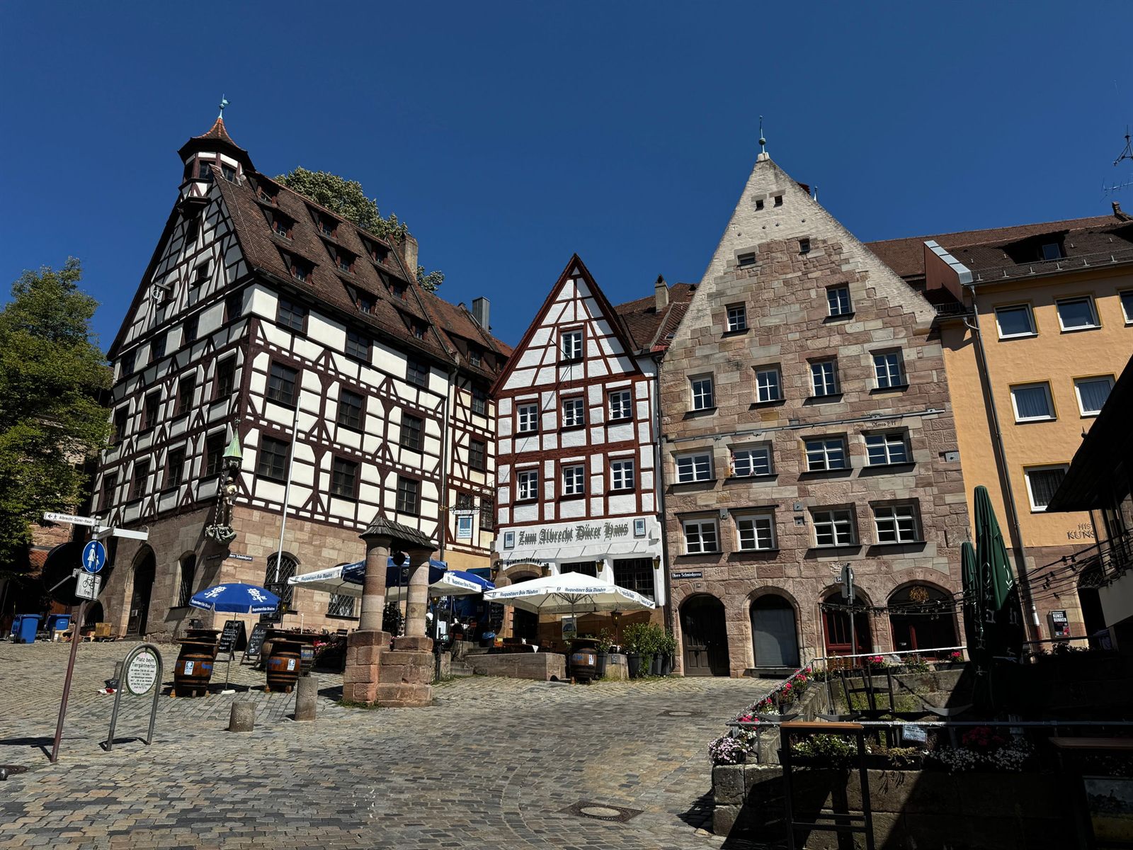 Half-timbered houses on a square in Nuremberg